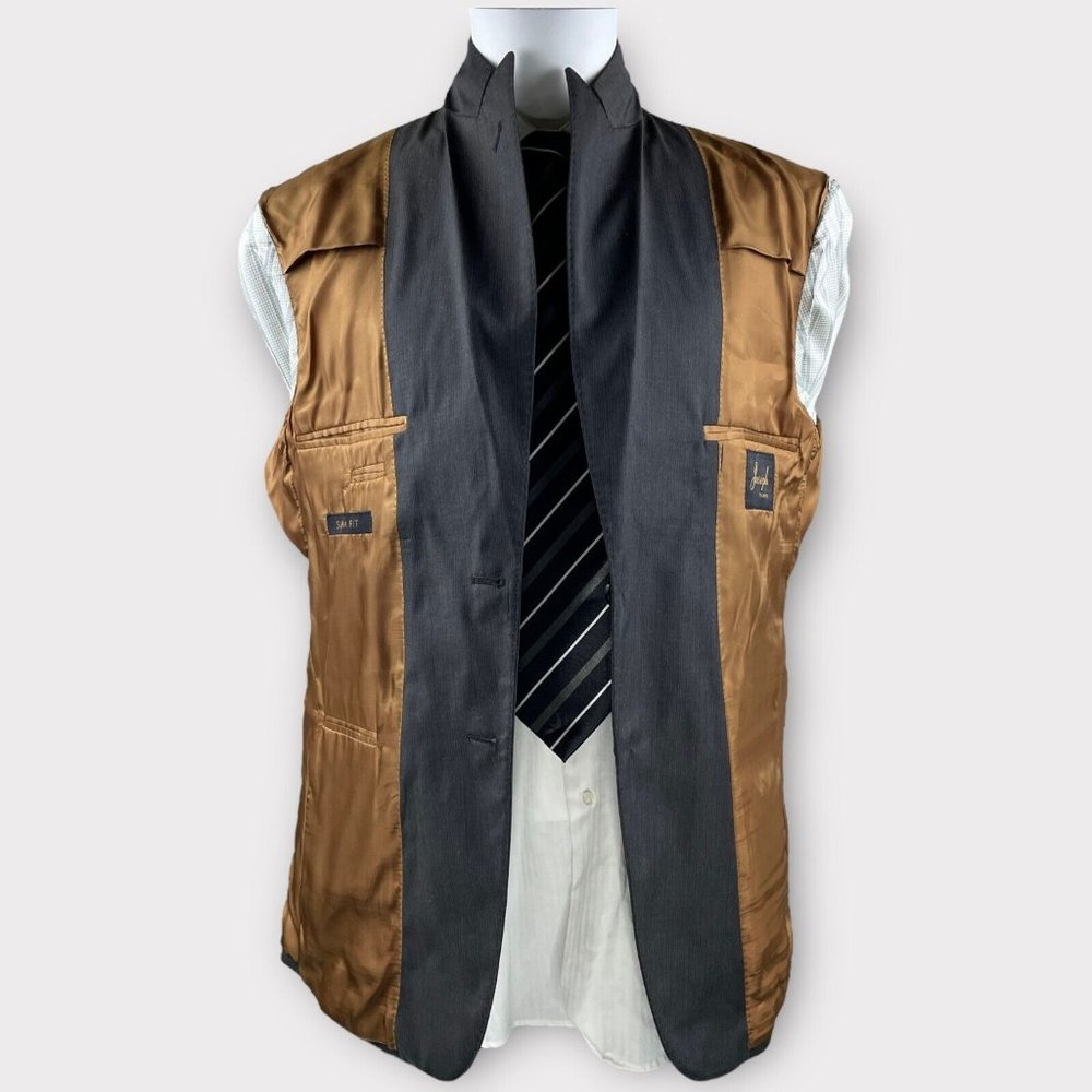 Joseph Jos.A.Bank Blazer Mens 40R Brown Grey Stripe Slim Fit Sport Coat Jacket - Picture 6 of 11